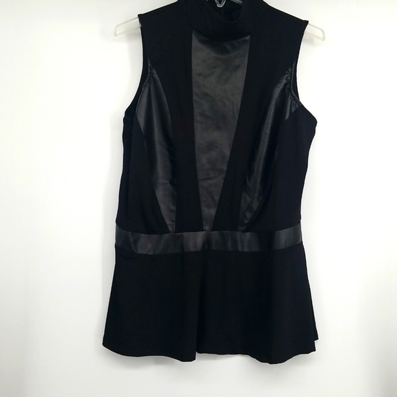 AS Sleeveless Mock Turtleneck with Faux Leather Accents - Picture 1 of 6